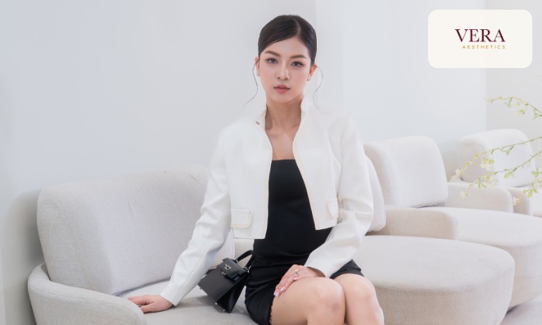 Client waiting in the lounge at Vera Aesthetics Phnom Penh before a consultation about jawline treatment options Client waiting in the lounge at Vera Aesthetics Phnom Penh before a consultation about jawline treatment options